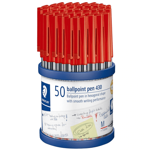 Staedtler 430 Stick Ballpen Medium (Red) [Cup 50]