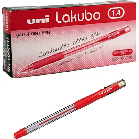 Uni-Ball Lakubo SG-100 Ballpoint Pen Medium 1.4mm Broad Box of 12 (Red)