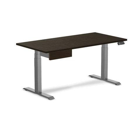 Desky Dual Bamboo Standing Desk With Drawer Dark Bamboo Standing Desk With Drawer 150cm and Space Grey Frame