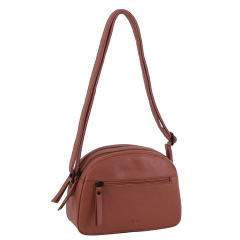 Milleni Women's Multi Zip Leather Shoulder Crossbody Bag 23x17cm Rose