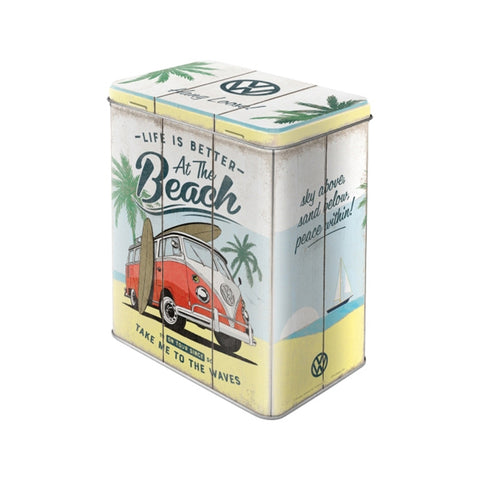 Nostalgic-Art Large Tin Metal Box VW Bulli Beach Design 14x20cm