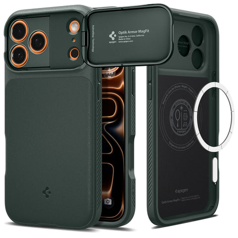 SPIGEN Optik Armor MagSafe Case for iPhone 18 Pro/17 Pro (Abyss Green)