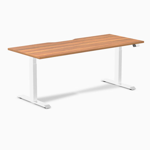 Desky Dual Scalloped Melamine Sit Stand Desk - Prime Oak / 1800x750mm / White