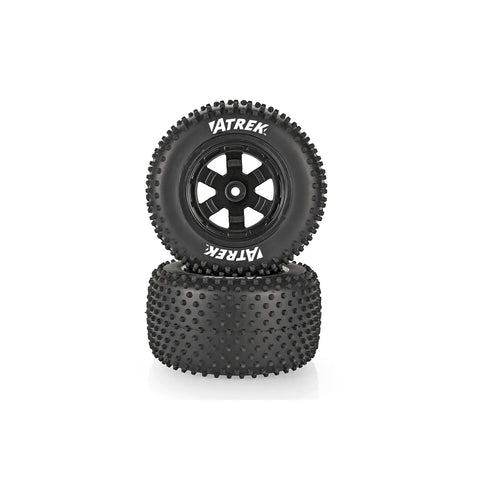 Atrek 2.3" Wildfire Pro Knobby Rear Tyres on Black 6 Spoke Rims - Glued Wheels 2Pcs