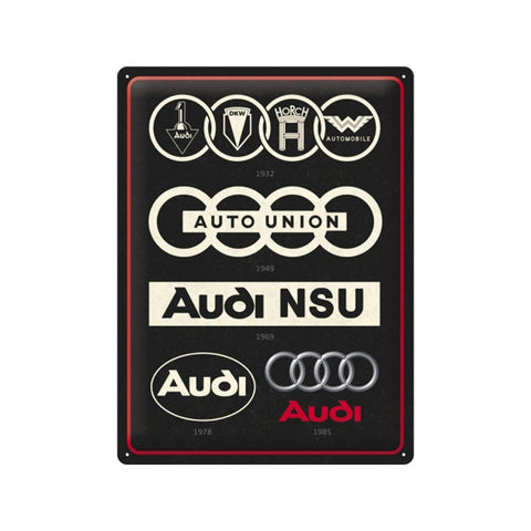 Nostalgic-Art Audi Logo Evolution 30x40cm Large Metal Tin Sign Plaque