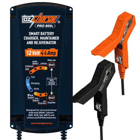 OzCharge OC-PRO600L 12V 6A Battery Charger & Maintainer Lithium Pro