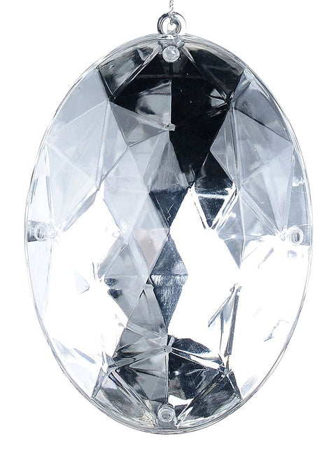 Christmas Warehouse - DECRH058 Silver Faceted Oval Jewel Radiant Essential Ornament | 13cm Silver