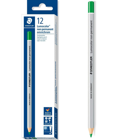 Staedtler 108 Lumocolor Non-Permanent Omnichrom Pencils Green Box 12