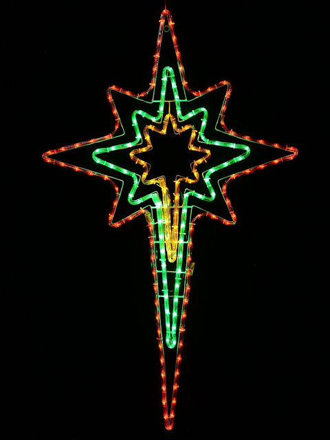 Christmas Warehouse - OUDRS240 1.1m Dynamic Star Of Bethlehem Outdoor Multi Colour LED Light Display Red, Green & Orange