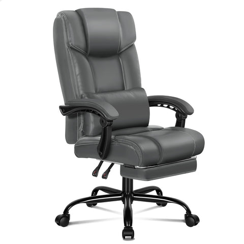 ALFORDSON Office Chair Executive Computer PU Leather Seat Recliner (Grey)