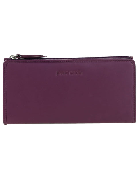 Pierre Cardin Women's Genuine Leather Bi-Fold Protected RFID Wallet Berry