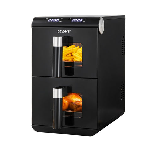 Devanti Air Fryer Oven 11L Dual Zone Fryers (Black)