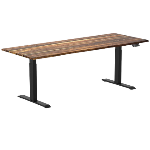Desky Dual Hardwood Sit Stand Desk 200cm Pheasantwood Desktop and Matte Black Frame