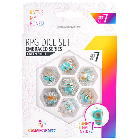 Gamegenic Embraced Series - Green Skull - RPG Dice Set 7pcs