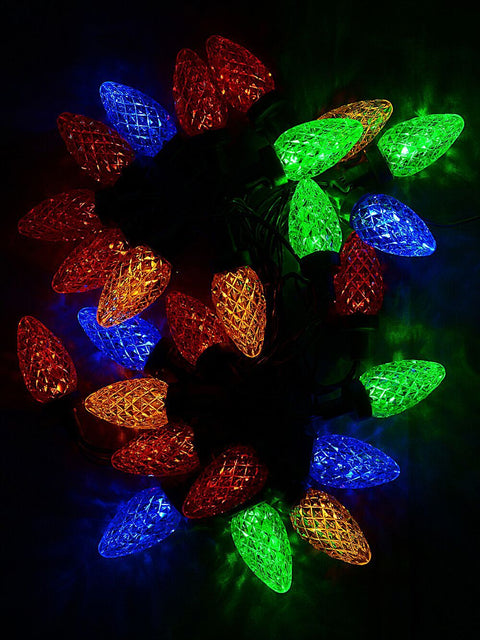 Christmas Warehouse - LITEBA77 25 Multi Colour LED Pinecones String Fairy Static Battery Lights | 3.6m Red, Blue, Green, Orange & yellow