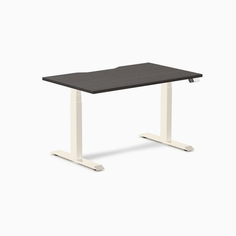 Desky Dual Scalloped Melamine Sit Stand Desk - Burnished Wood / 1200x750mm / Wheat
