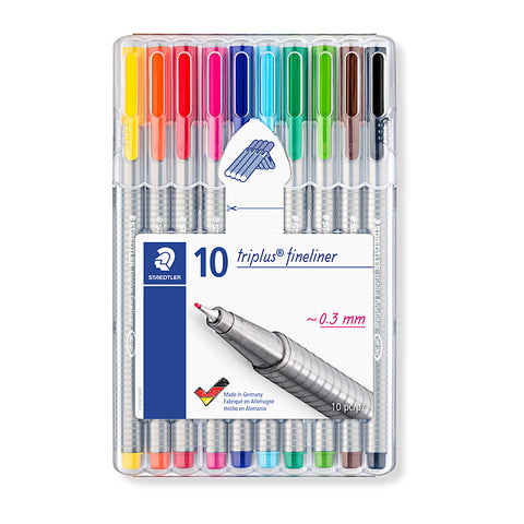 Staedtler Triplus 0.3mm Fineliner (Assorted)  [10 Pack]