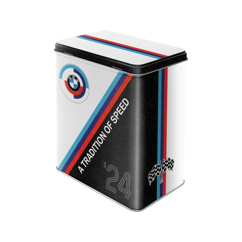 Nostalgic-Art Large BMW Motorsport Steel Tin Storage Box 14x20cm White