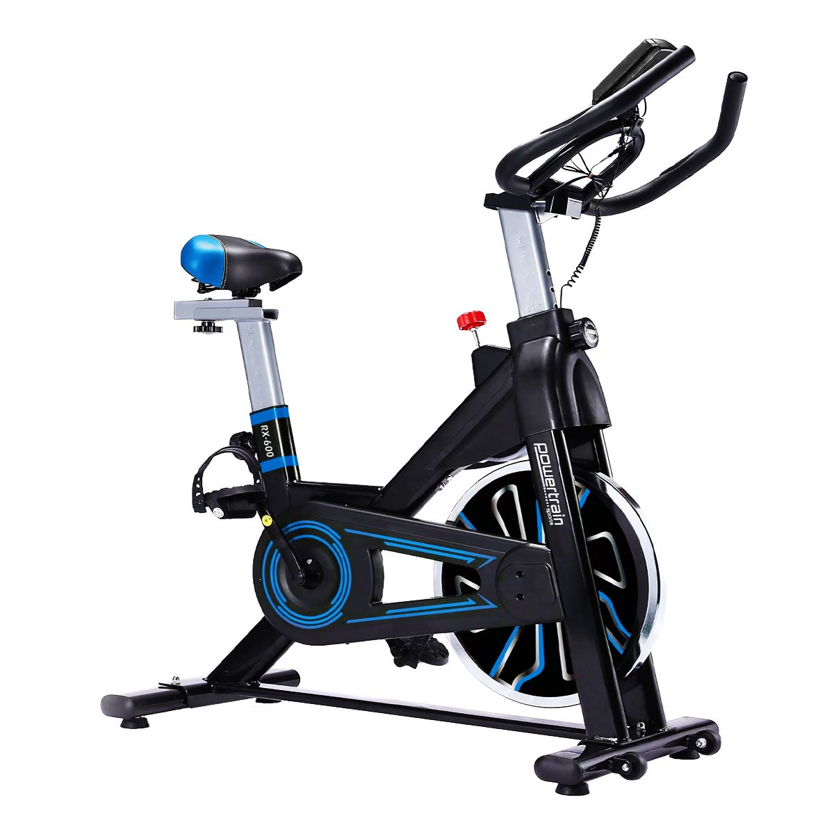 PowerTrain RX-600 Exercise Spin Bike Cardio Cycle (Blue) JB Hi-Fi