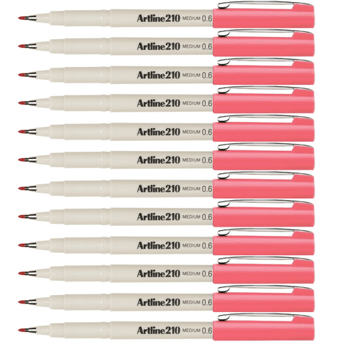 Artline 210 Fineline Pen 0.6mm Medium (Pink) [Box 12]