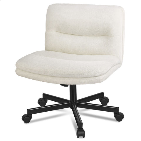 ALFORDSON Desk Chair Office Computer Armless Wide Seat Mid Back Boucle (White)