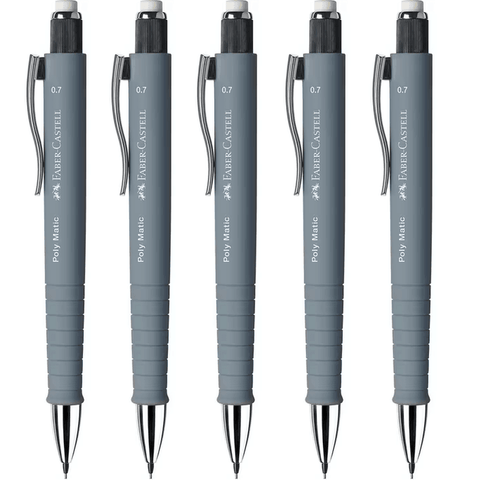 Faber-Castell Polymatic Mechanical Pencil Pacer 0.7mm (Grey) [5 Pack]