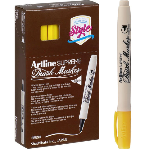 Artline Supreme Brush Marker Box of 12 (Yellow)
