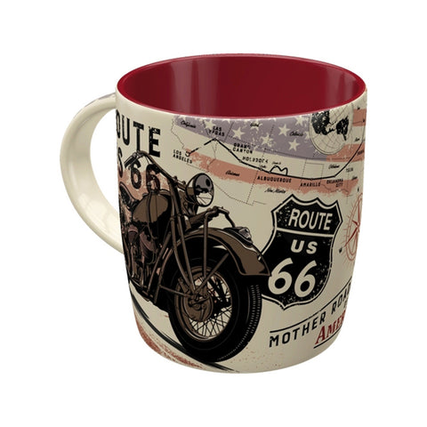 Nostalgic-Art Ceramic Coffee Mug Route 66 Bike Map Retro Design 330ml