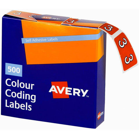 Avery 43243 Label Side Tab Year Code 3 25x38mm Dark Orange Pack 500