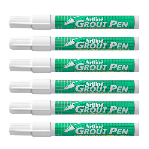 Artline 12PK Waterproof Bathroom Tile Grout Pen Marker 2/4mm Chisel Nib White