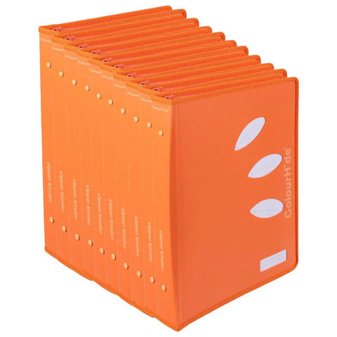 ColourHide Zip Binder A4 2 D-Ring 25mm Bulk Pack of 10 (Orange Tangerine)