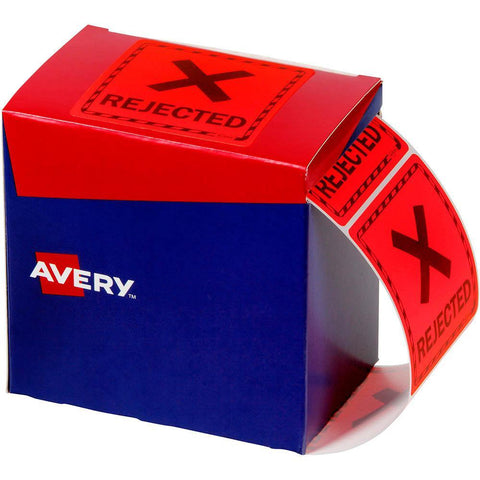 Avery 932623 Message Label REJECTED 75x74.2mm (Fluoro Red) [Pack 1000]