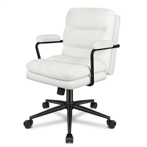 ALFORDSON Office Chair Ergonomic Executive Computer Work Seat Boucle (White)