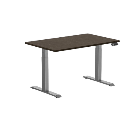 Desky Dual Bamboo Sit Stand Desk 120cm Dark Bamboo Desktop and Space Grey Frame