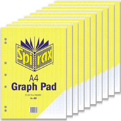 Spirax Graph Pad Book 802 Squares 25 Leaf A4 (2mm) [Pack 10]
