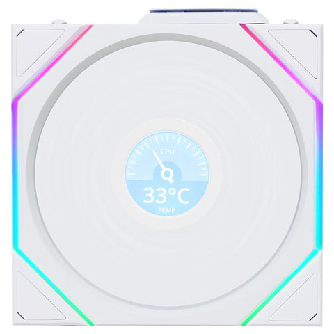 Lian Li Uni Fan TL LCD 120 Wireless Reverse Blade Fan - White (12RTLLCD1W1W)