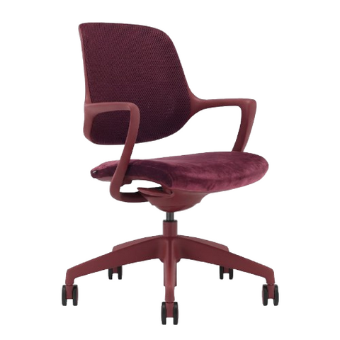 Desky Evoque Low Back Office Chair - Red Velvet / No