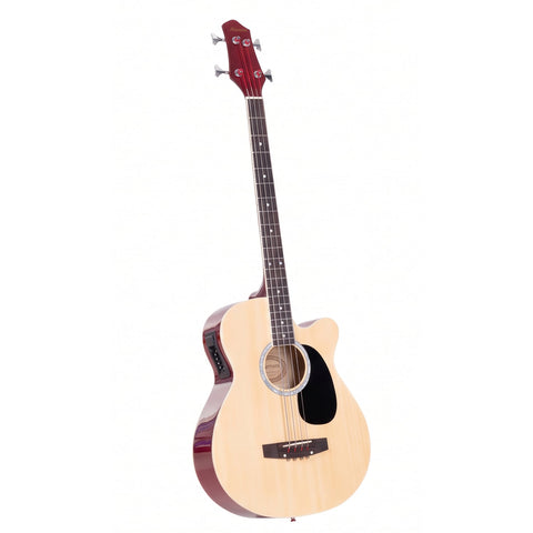 Karrera 4 String Acoustic Bass Guitar Electric Pickup 5 Band Equaliser (Natural)
