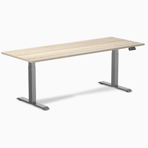Desky Dual Melamine Sit Stand Desk 200cm Classic Oak Desktop and Space Grey Frame