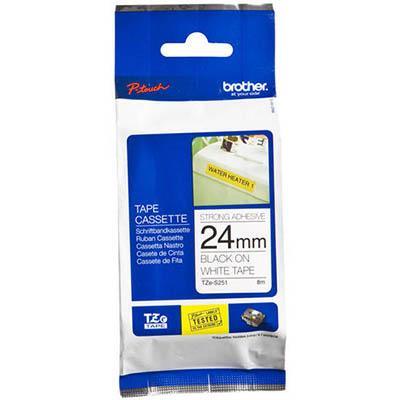 Brother Tze-S251 Strong Adhesive Tape 24mm (Black On White)