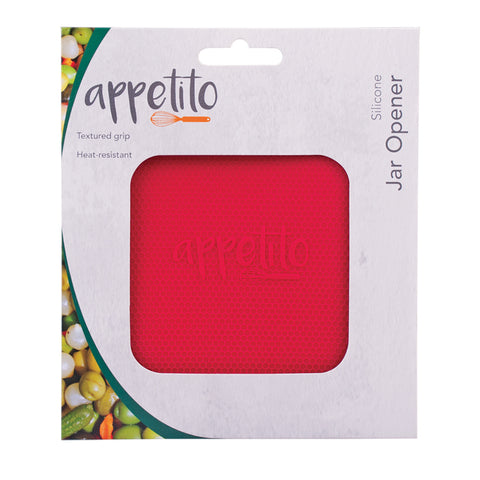 Appetito Silicone Jar Lid Textured Grip Opener Home Kitchen Tool (Red)