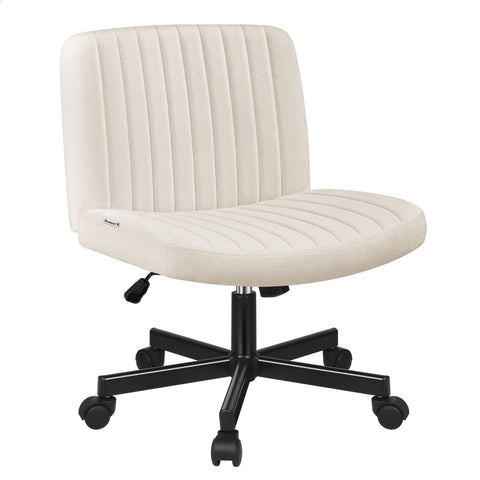 ALFORDSON Office Desk Chair Computer Armless Wide Seat Mid Back Fabric (Beige)