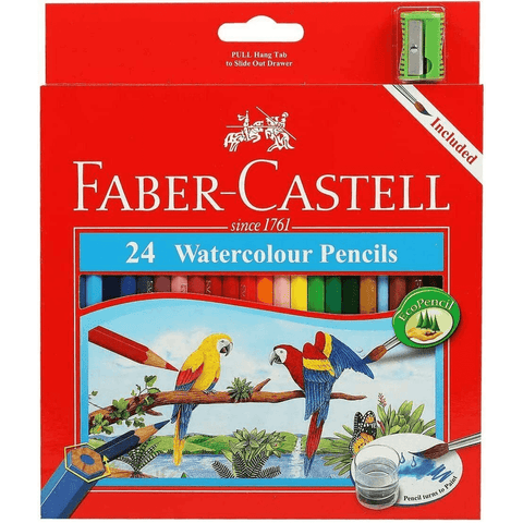 Faber-Castell 24 Pack Classic WaterColour Pencils + Sharpener + Brush
