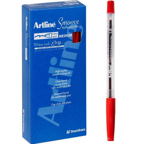 Artline Smoove Ballpoint Pen 1.0 Box of 12 (Red)