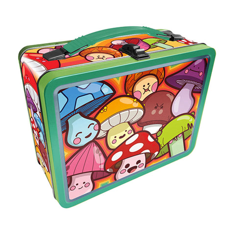 Aquarius Mushroom Tin Fun Box Lunch Storage Container with Carry Handle Rectangle