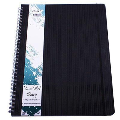 Quill Visual Art Diary 125Gsm 120 Page A3 Pp Black
