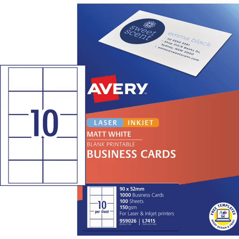 Avery 959026 100 Sheet L7415 Printable Business Card