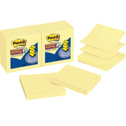 Post-It R330-12SSCY Super Sticky Pop-Up Notes 75x75mm (Yellow) [12 Pads]