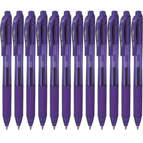 Pentel BL107 Box 12 Energel-X Retractable Gel Ink Pen 0.7mm (Violet Purple)