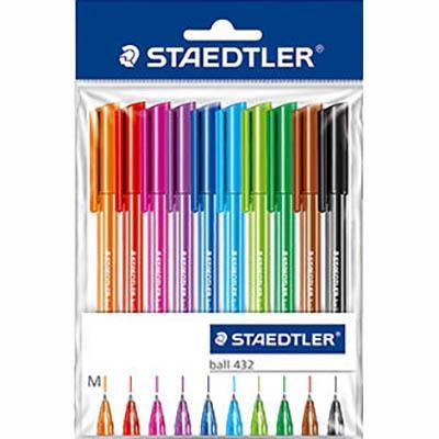 Staedtler 432 Triangular Ballpoint Stick Pen Medium Assorted Pack 10